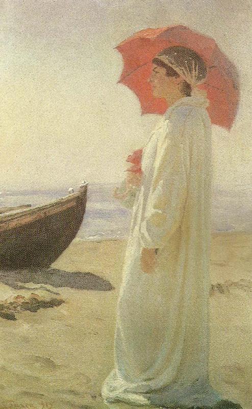 Laurits Tuxen nina, kunstnerens datter, pa stranden